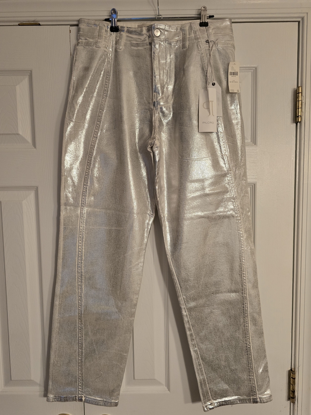 NWT Pilcro Silver Metallic Trousers - 29 Tall